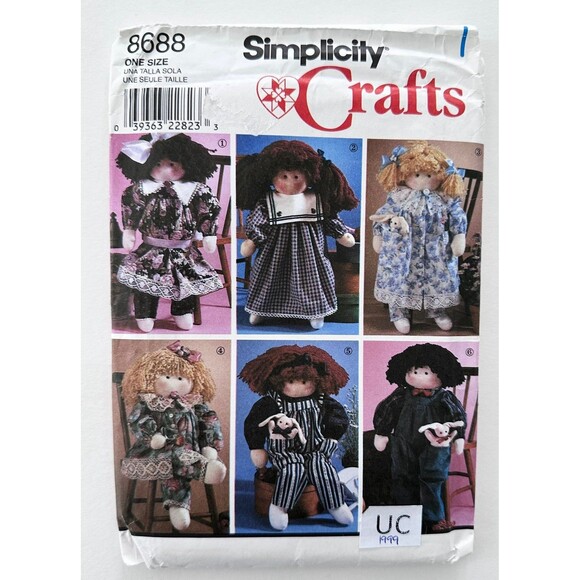Simplicity 8688 22" Doll & 22" Doll Clothes Sewing Pattern Sz 22" UNCUT - Picture 1 of 2